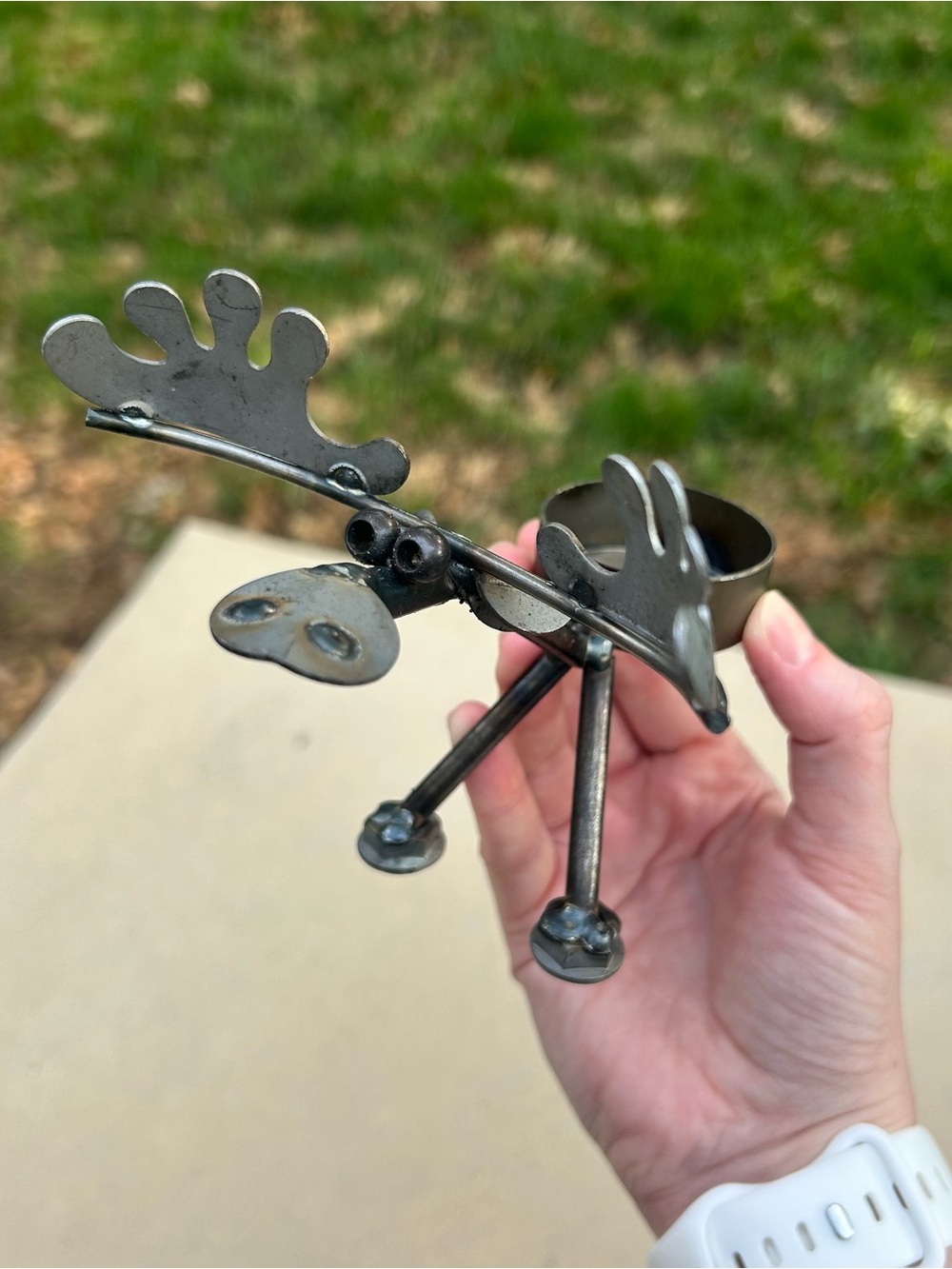 Recycled Metal Moose Tea Light Candle Holder